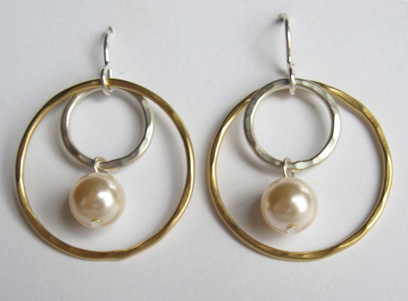 Double Ring and Pearl Earrings